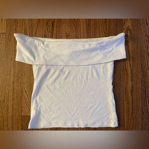 Off the shoulder shirt.